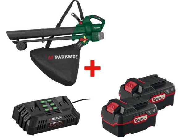 PARKSIDE Aspirateur Souffleur Broyeur Sans Fil 40V + 2 Batteries