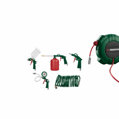 PARKSIDE® Enrouleur Tuyau Pneumatique + Set 5 Outils - Air Comprimé
