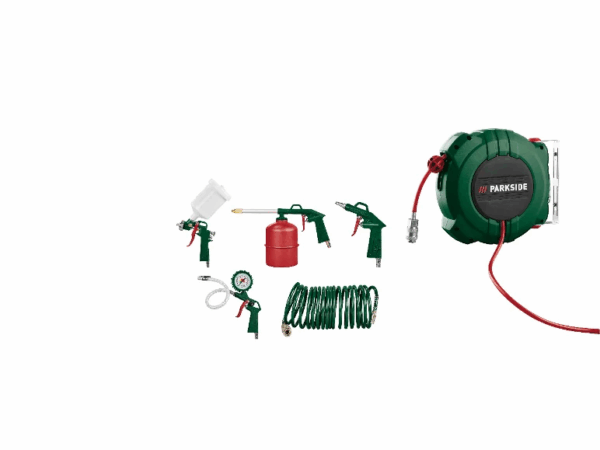 PARKSIDE® Enrouleur Tuyau Pneumatique + Set 5 Outils - Air Comprimé