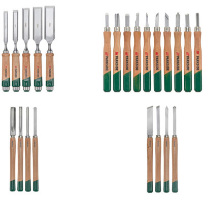 Parkside Set d'Accessoires pour Bois : Ciseaux, Sculpture, Tournage