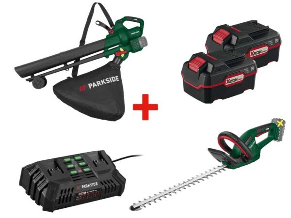 PARKSIDE Aspirateur Souffleur Broyeur 40V + Taille-Haies sans fil