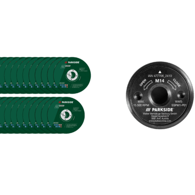 PARKSIDE® Lot de Disques à Tronçonner Métal + Écrou Rapide M14