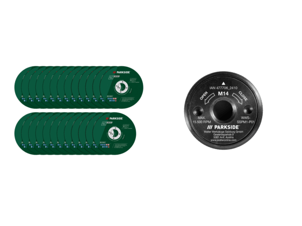 PARKSIDE® Lot de Disques à Tronçonner Métal + Écrou Rapide M14