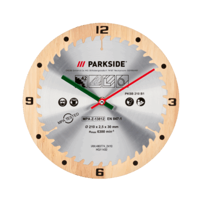 Horloge Murale Parkside® PWCP1A1 - Design Lame de Scie Unique